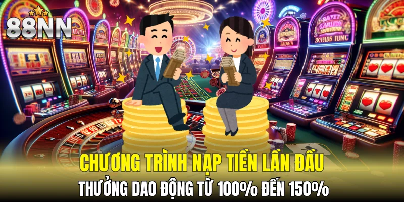 Chương trình nạp tiền lần đầu thưởng dao động từ 100% đến 150%